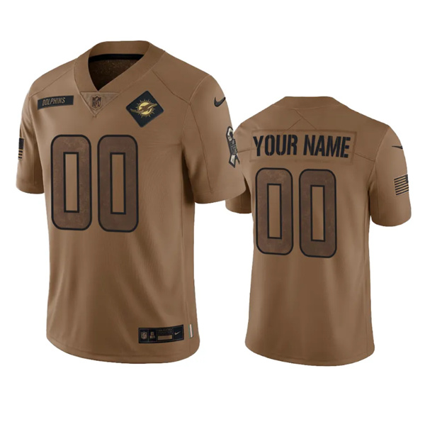 Men%27s Miami Dolphins Active Player Custom 2023 Brown Salute To Setvice Limited Football Stitched Jersey->customized nfl jersey->Custom Jersey